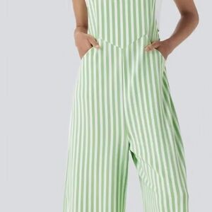 HALARA Green and White Striped Jumpsuit